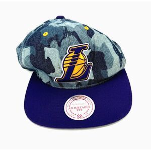 Mitchell & Ness Los Angeles Lakers NBA Snapback Hat Cap Blue Camo/Purple